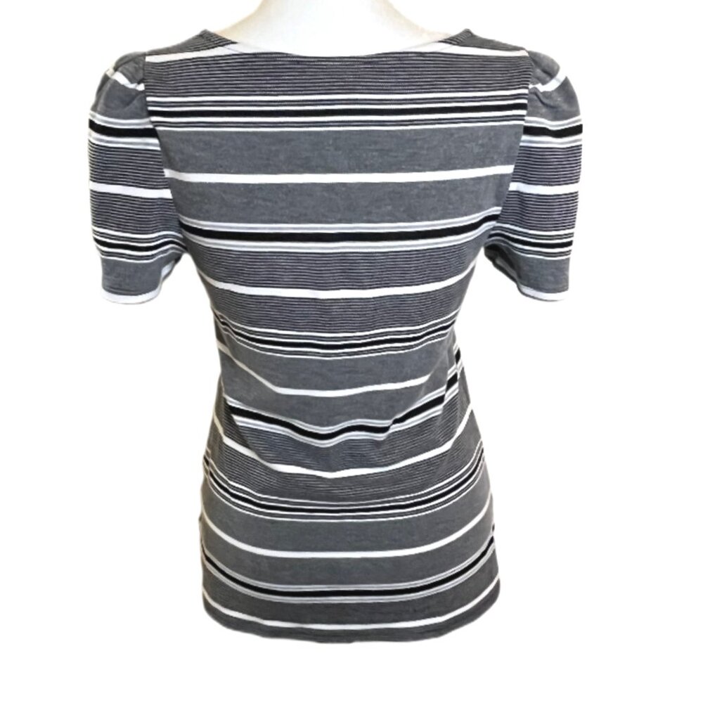 Express Black & White Short Sleeve Striped Tee Shirt Size Medium - Picture 5 of 7